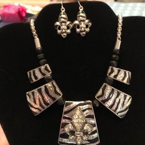 Zebra Print Necklace & Earrings with FDL